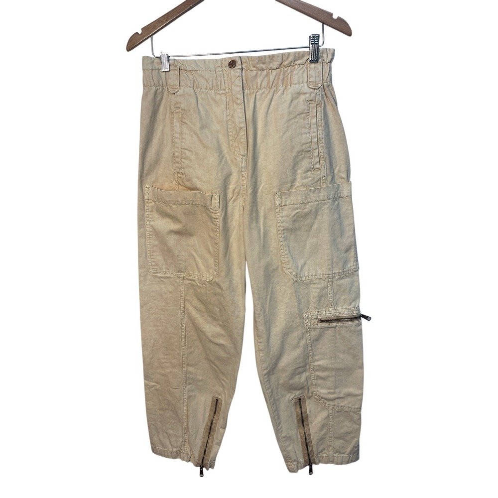 BDG Urban Outfitters Women Beige High Waist Cargo Pants Zipper Hem Utility Small